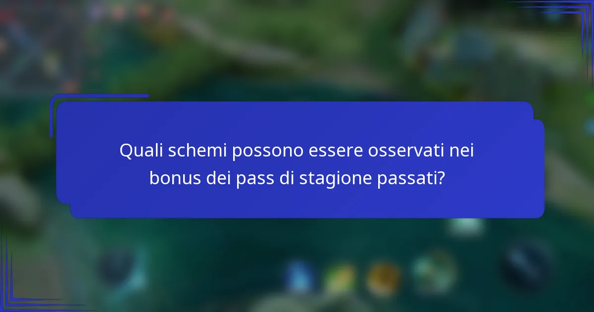 Quali schemi possono essere osservati nei bonus dei pass di stagione passati?